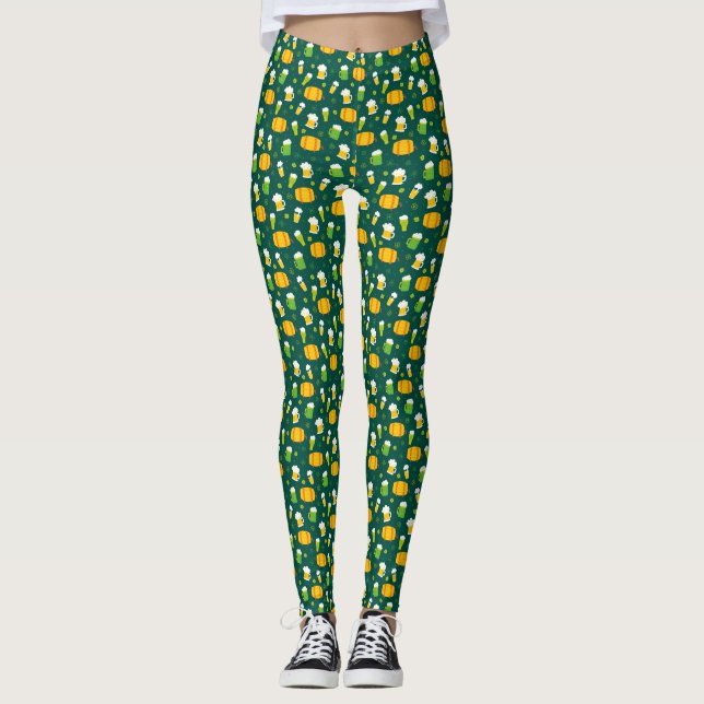 Leggings Guêtres d'impression de bière du jour de Patrick (Devant)