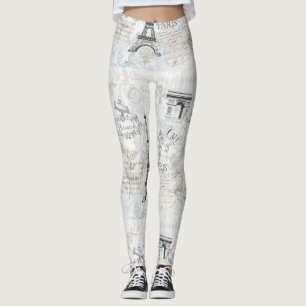 Leggings Guêtres d'impression de collage de ville de Paris