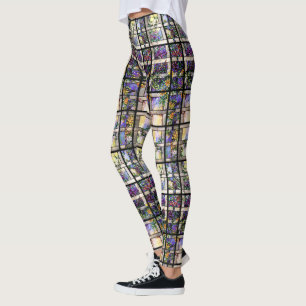 Leggings Guêtres d'impression de fleurs en verre souillé