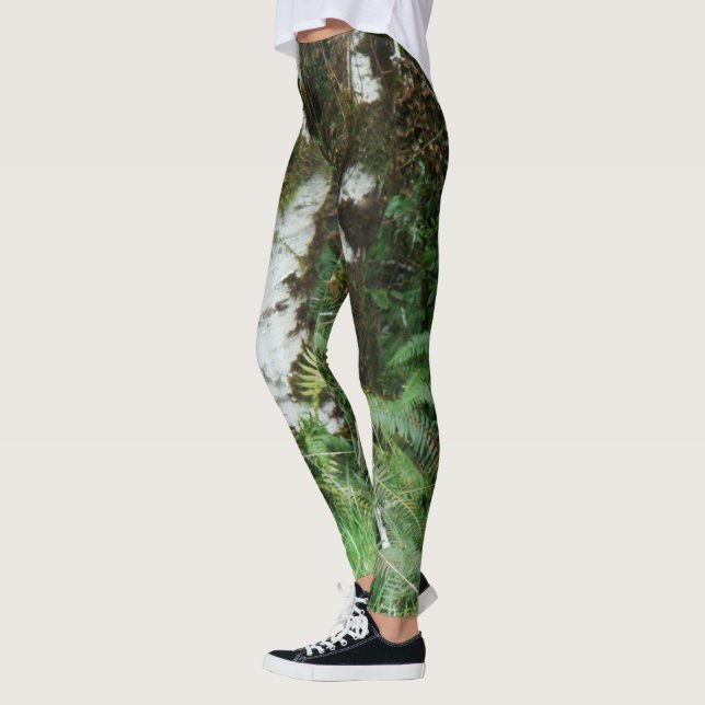 Leggings Guêtres d'impression de fougères d'arbres de pré (Gauche)