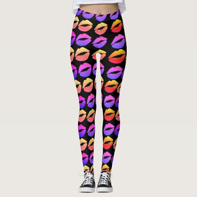 Leggings Guêtres d'impression de lèvres (Devant)