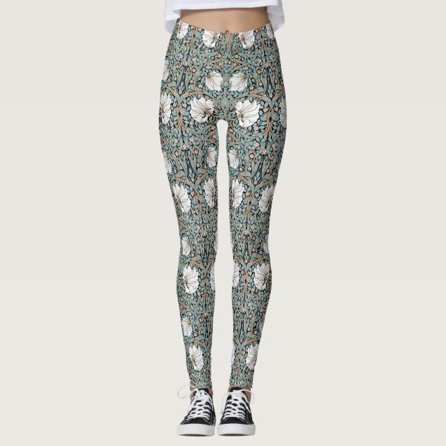 Leggings Guêtres d'impression de mouron de Morris de fleurs (Devant)