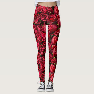 Leggings Guêtres d'impression de rose rouge