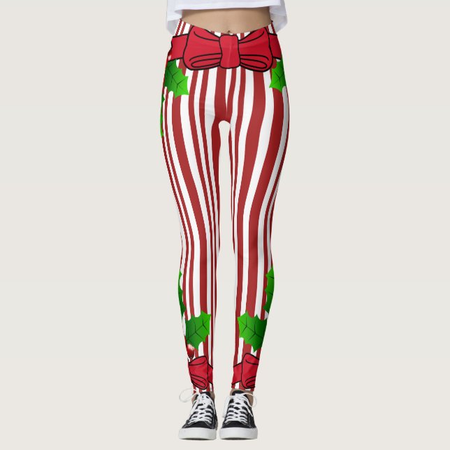 Leggings Guêtres d'impression de sucre de canne d'arc et de (Devant)