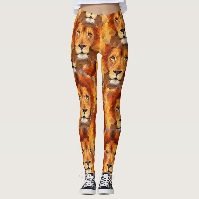 Leggings Guêtres d'impression de tête de lion (Devant)