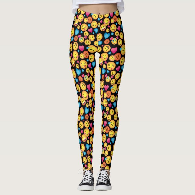 Leggings Guêtres d'impression d'Emoji d'amusement (Devant)