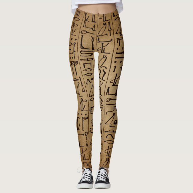Leggings Guêtres égyptiennes vintages de hiéroglyphes (Devant)