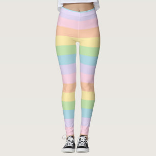 Leggings Guêtres en pastel de rayure d'arc-en-ciel