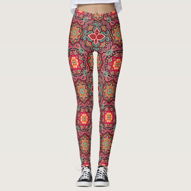 Leggings Guêtres ethniques de motif de Boho (Devant)