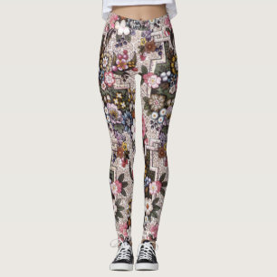 Leggings Guêtres florales roses faites sur commande