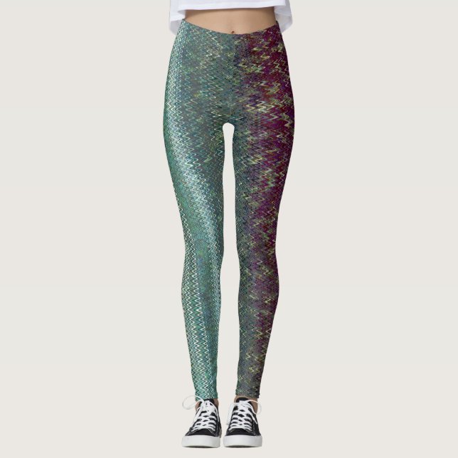 Leggings Guêtres foncées de broderie de pourpre et de vert (Devant)