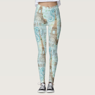 Leggings Guêtres françaises vintages d'Aqua d'écriture de