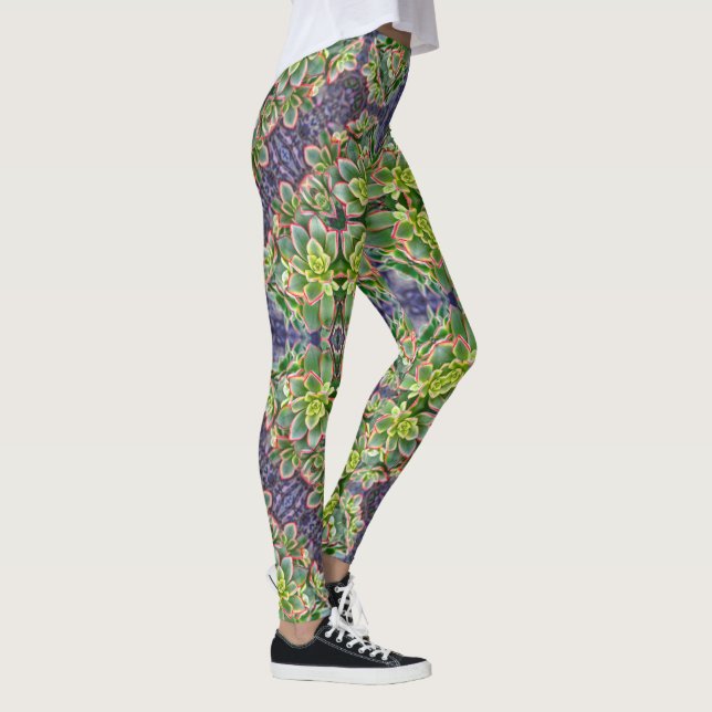 Leggings Guêtres géométriques succulentes vertes (Droite)