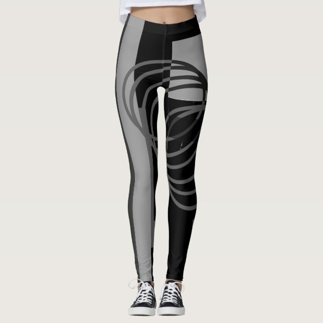 Leggings Guêtres grises noires (Devant)
