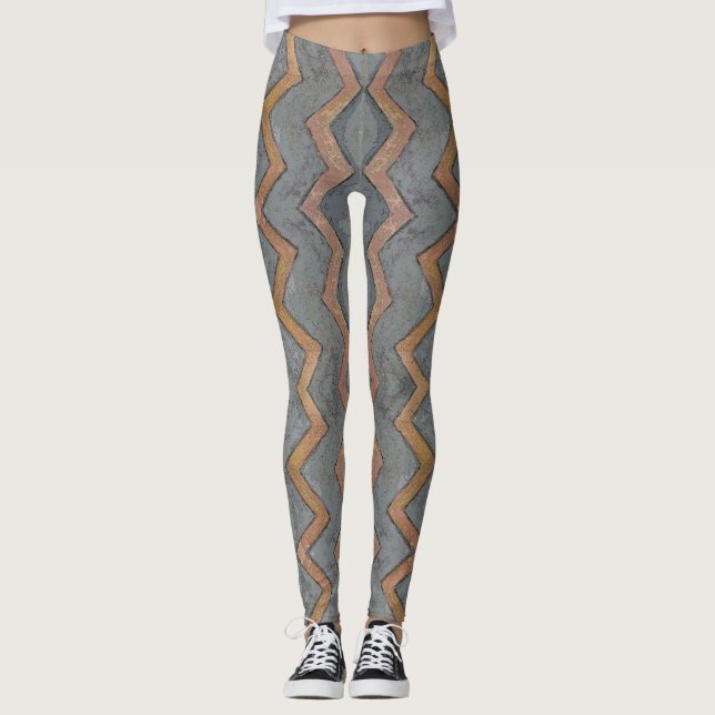 Leggings Guêtres grises tribales (Devant)