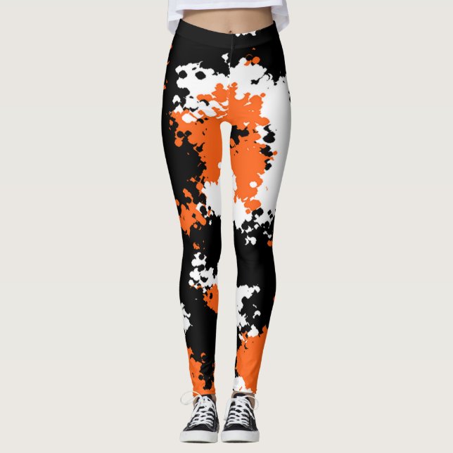Leggings Guêtres impertinentes de Camo de fille - orange (Devant)