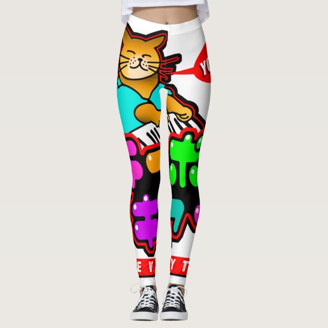 Leggings Guêtres japonaises du chat YOROSHIKU de clavier (Devant)