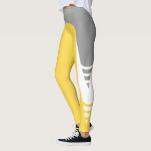 Leggings Guêtres jaunes/blanches/grises lumineuses de motif
