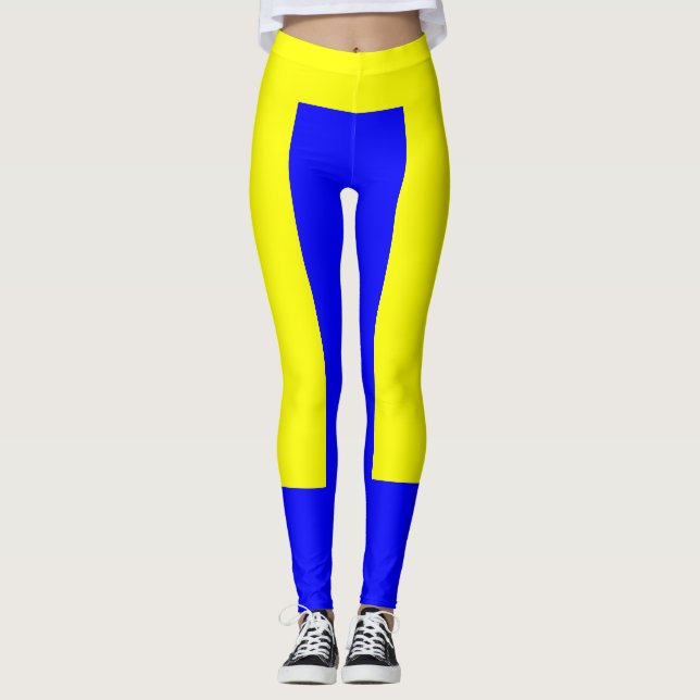 Leggings Guêtres jaunes et bleues (Devant)