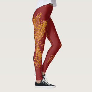 Leggings Guêtres jumelles d'or de rouge de Phoenix