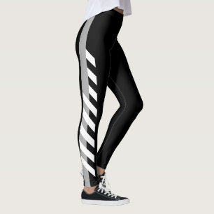 Leggings Guêtres latérales grises de rayure