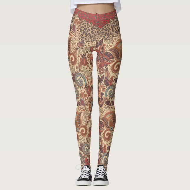 Leggings Guêtres latérales sauvages de Paisley Boho de puma (Devant)