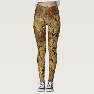 Leggings Guêtres "marbrées" d'or et de brun
