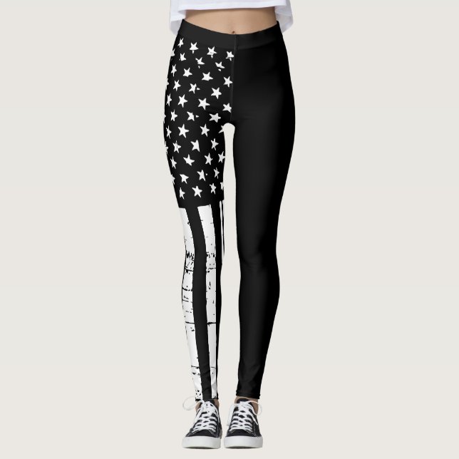 Leggings Guêtres minces de drapeau américain de Blue Line (Devant)