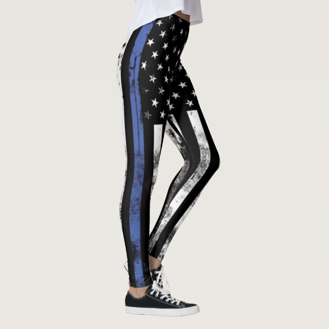 Leggings Guêtres minces de police de Blue Line (Droite)