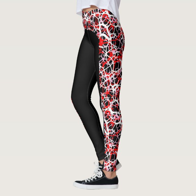 Leggings Guêtres multi de motif de Web de rayure de côté de (Gauche)