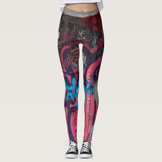 Leggings Guêtres multicolores de graffiti (Devant)