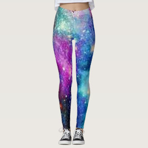 Leggings guêtres multicolores d'étoile de motif cosmique de