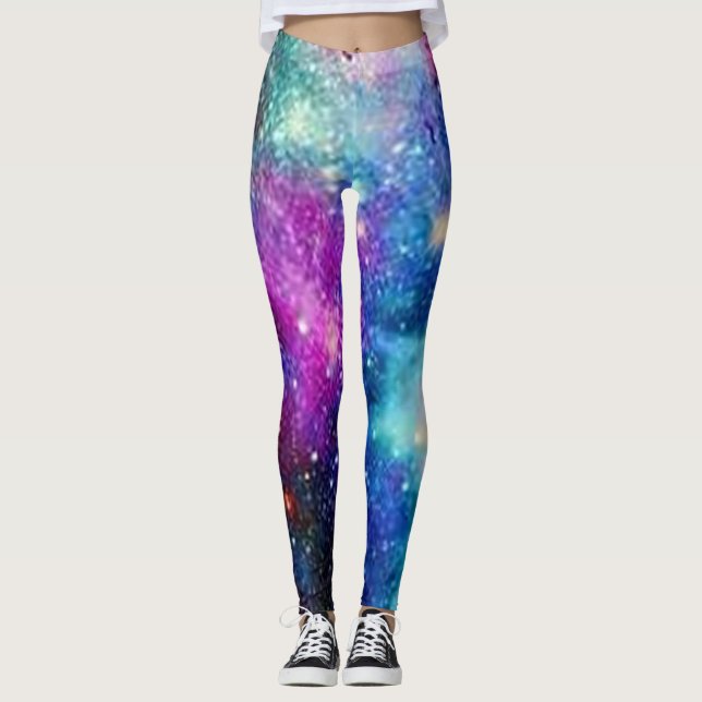 Leggings guêtres multicolores d'étoile de motif cosmique de (Devant)