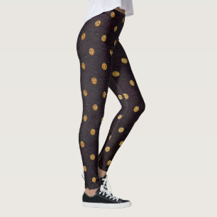 Leggings Guêtres/noir avec le pois d'or