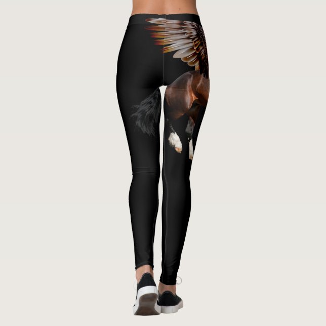 Leggings Guêtres noires avec la baie Pegasus (Dos)