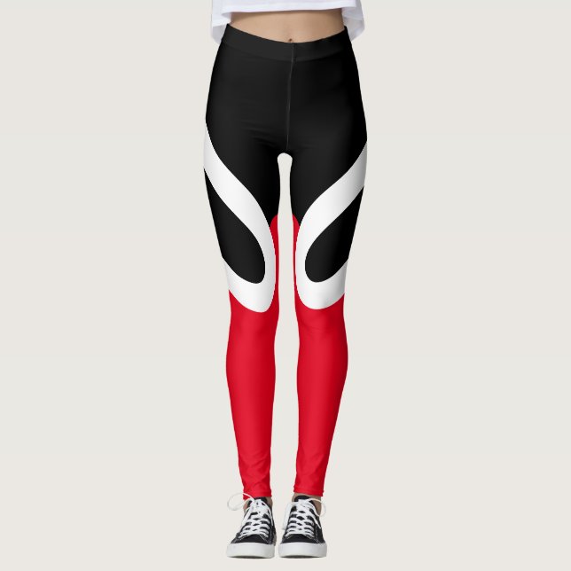 Leggings Guêtres noires/blanches/rouges du "OH-OH" (Devant)