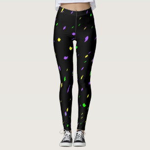 Leggings Guêtres noires de confettis de mardi gras
