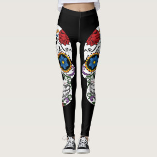 Leggings Guêtres noires de crâne de sucre