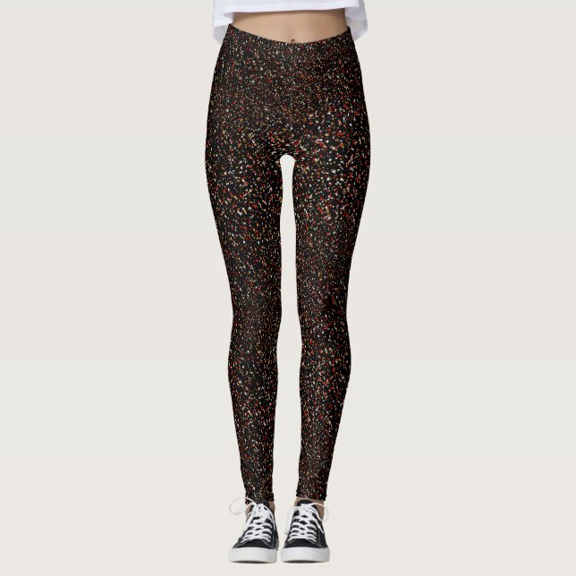 Leggings Guêtres noires de l'étincelle des femmes d'argent (Devant)