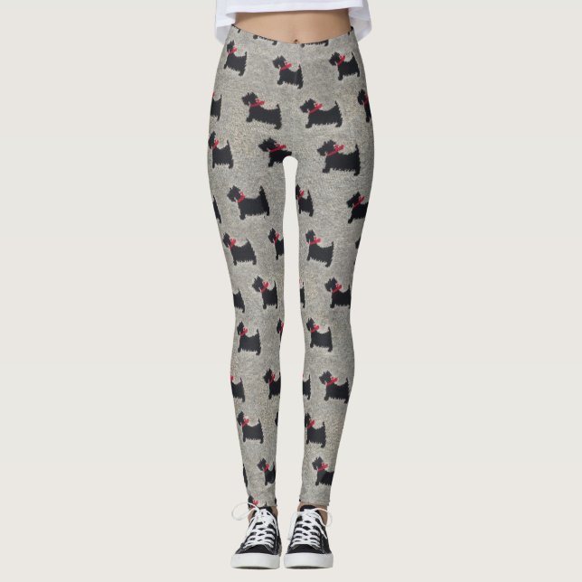 Leggings Guêtres noires de Terrier de Knit (Devant)