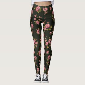 Leggings Guêtres noires d'impression florale
