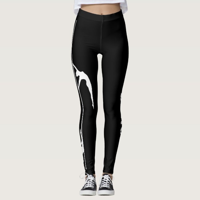 Leggings Guêtres noires et blanches de danse de Polonais (Devant)