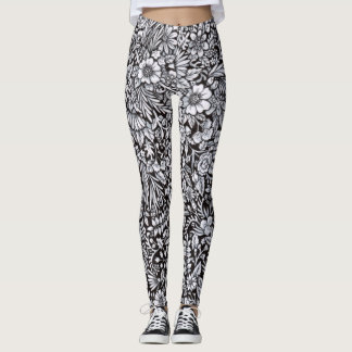 Leggings Guêtres noires et blanches de gisement de fleur
