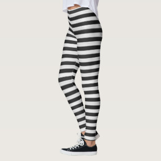 Leggings Guêtres noires et blanches de rayures