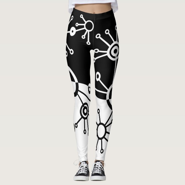 Leggings Guêtres noires et blanches de spots (Devant)
