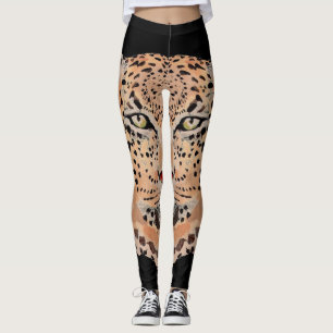 Leggings Guêtres peintes à la main d'empreinte de léopar