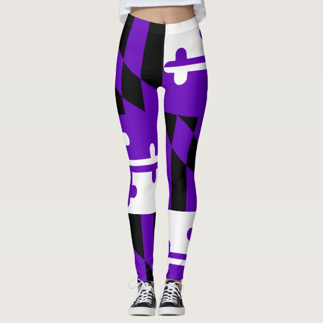 Leggings Guêtres pourpres de drapeau du Maryland (Devant)