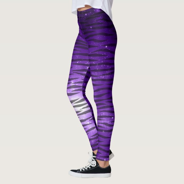 Leggings Guêtres pourpres de motif de conception de tigre (Gauche)
