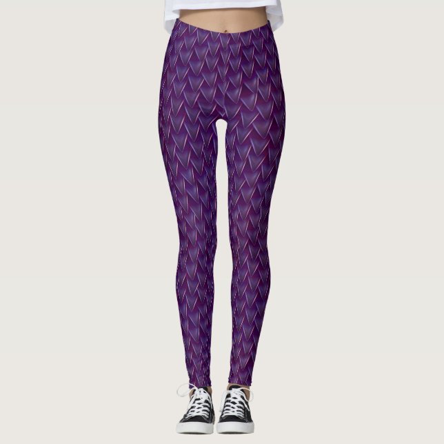 Leggings Guêtres pourpres d'échelle de dragon (Devant)