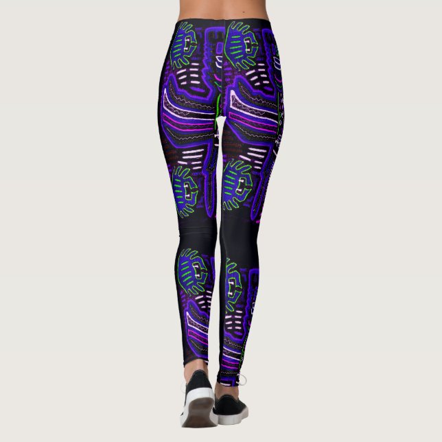 Leggings Guêtres pourpres et bleues d'image de Mola (Dos)